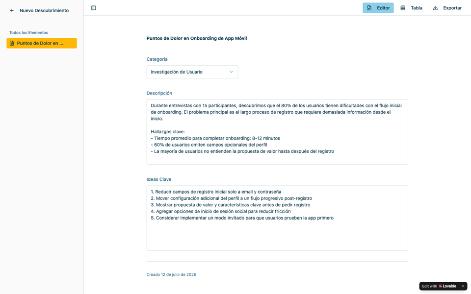 Product Discovery Tracker app